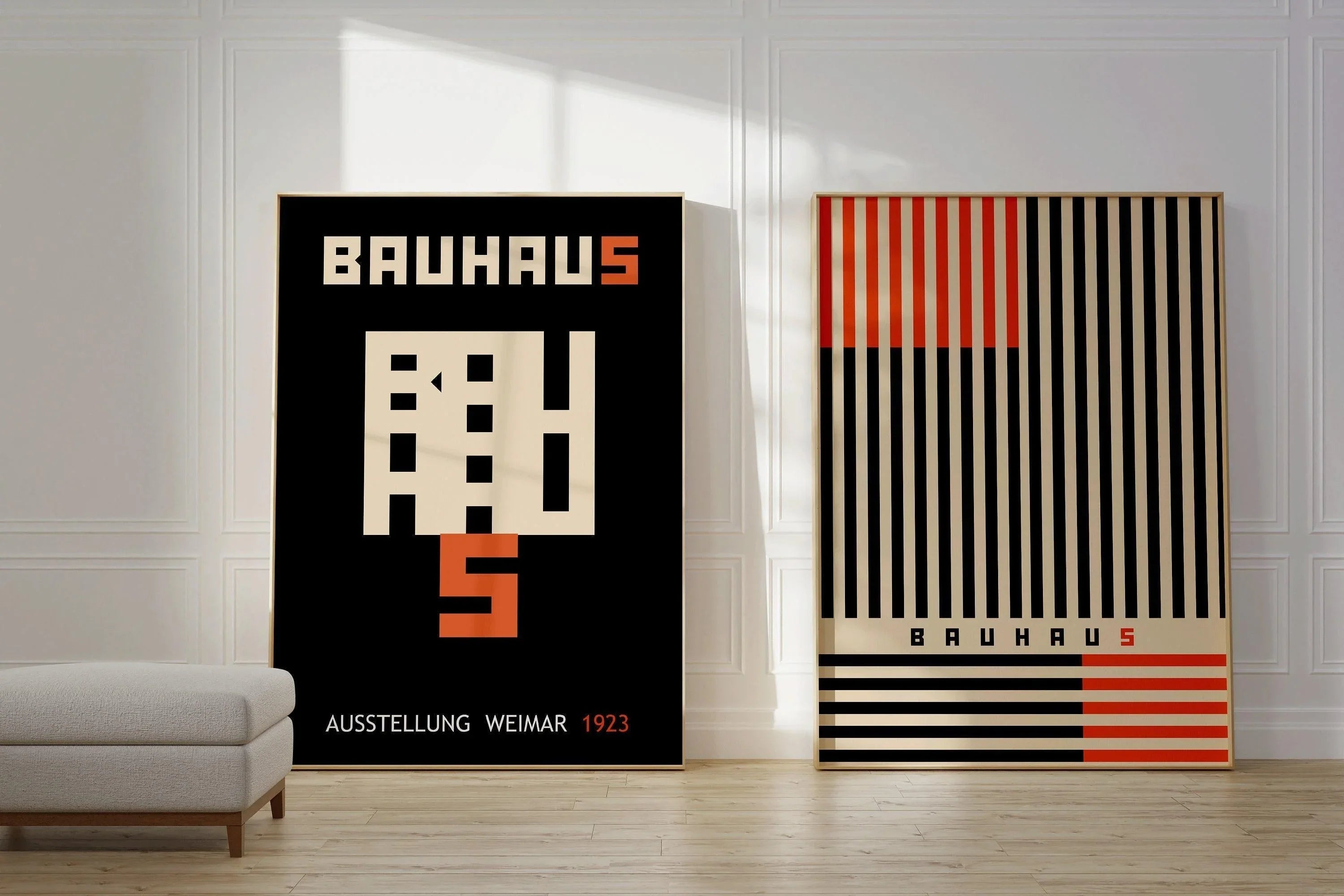 STATEMENT DUO Black and Orange Bauhaus |   | Mid-Century Modern Art Print Posters | available framed
