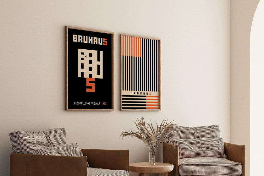 STATEMENT DUO Black and Orange Bauhaus |   | Mid-Century Modern Art Print Posters | available framed