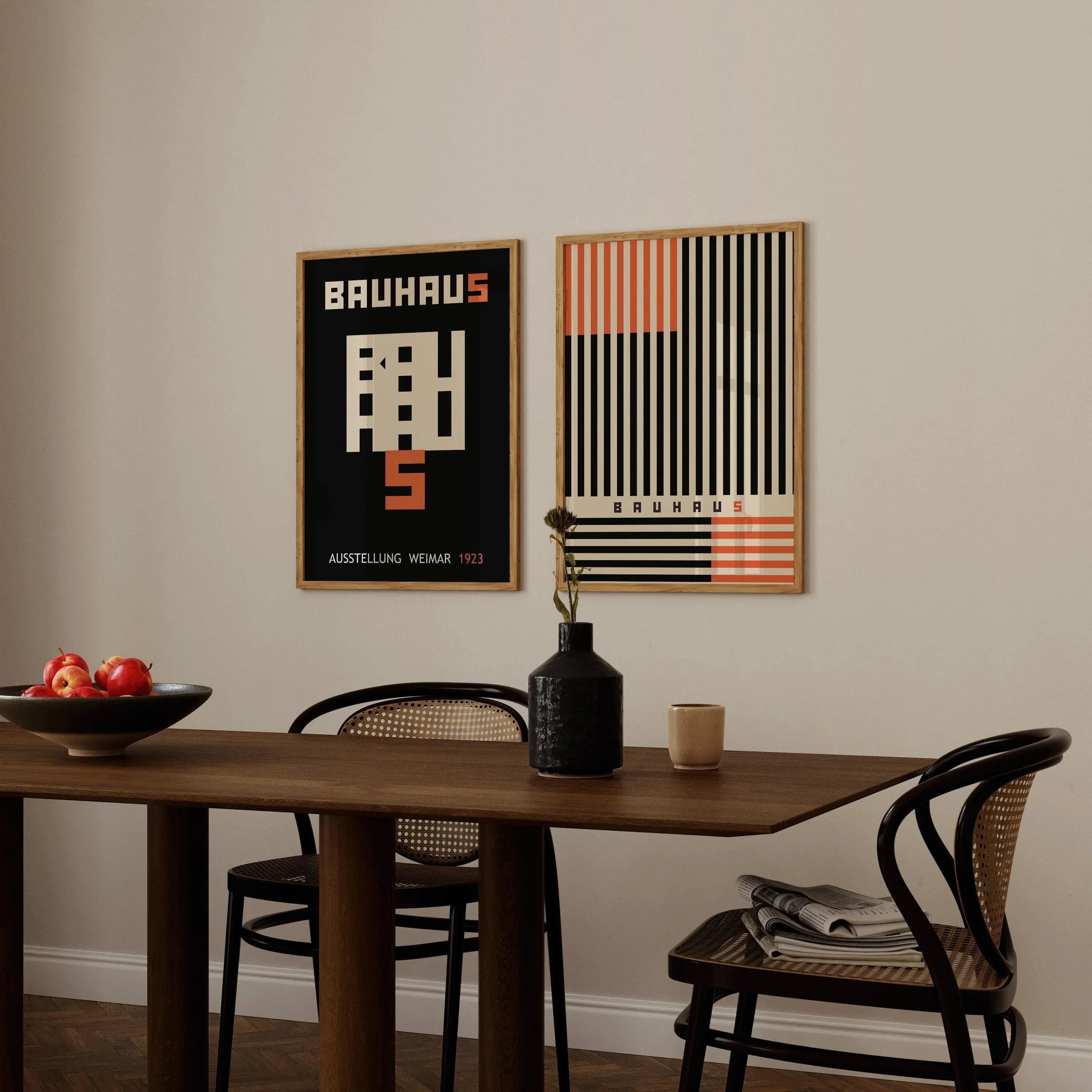 STATEMENT DUO Black and Orange Bauhaus |   | Mid-Century Modern Art Print Posters | available framed