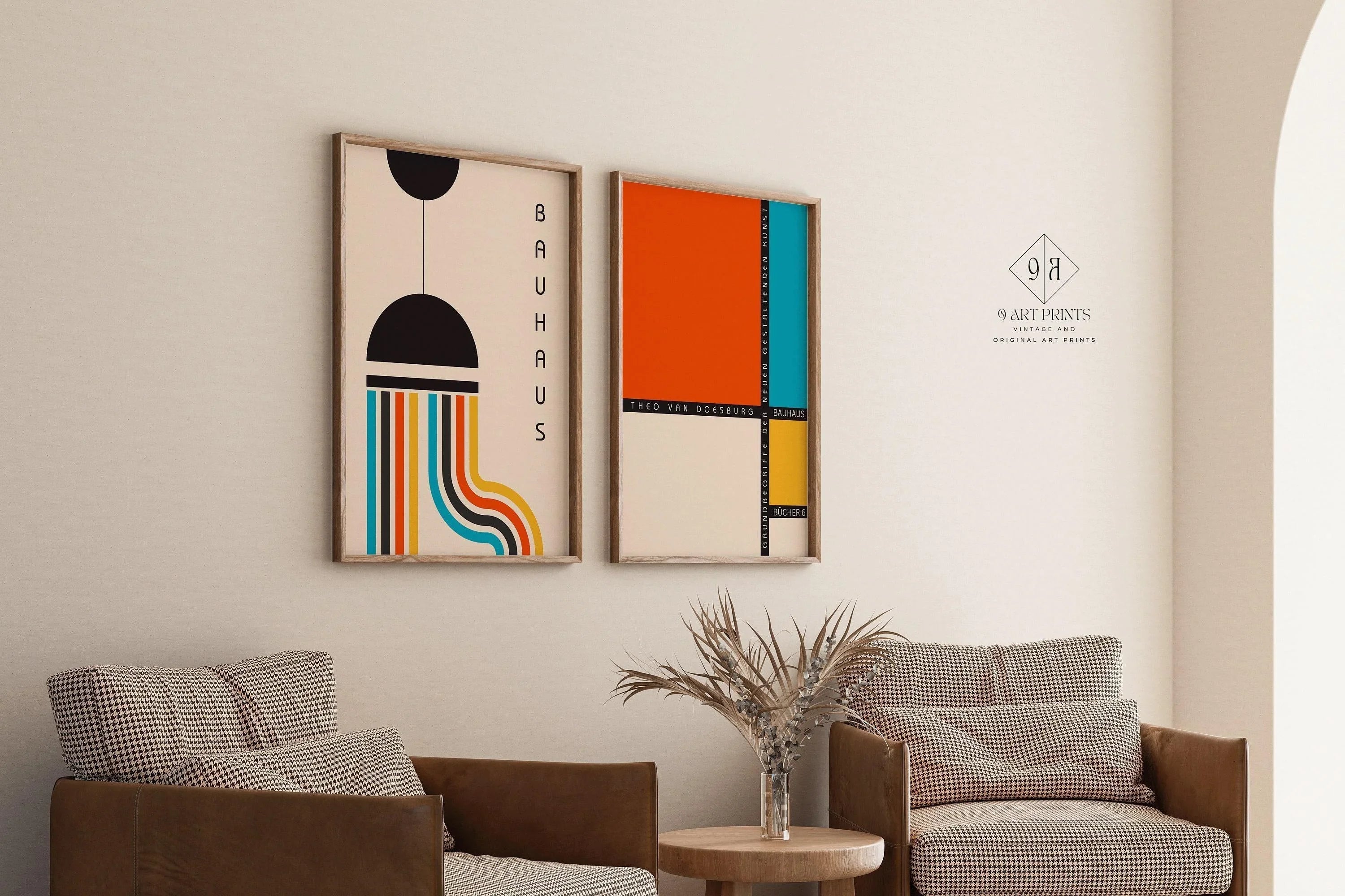 STATEMENT DUO Colourful Bauhaus |  | Mid-Century Modern Art Print Posters | available framed