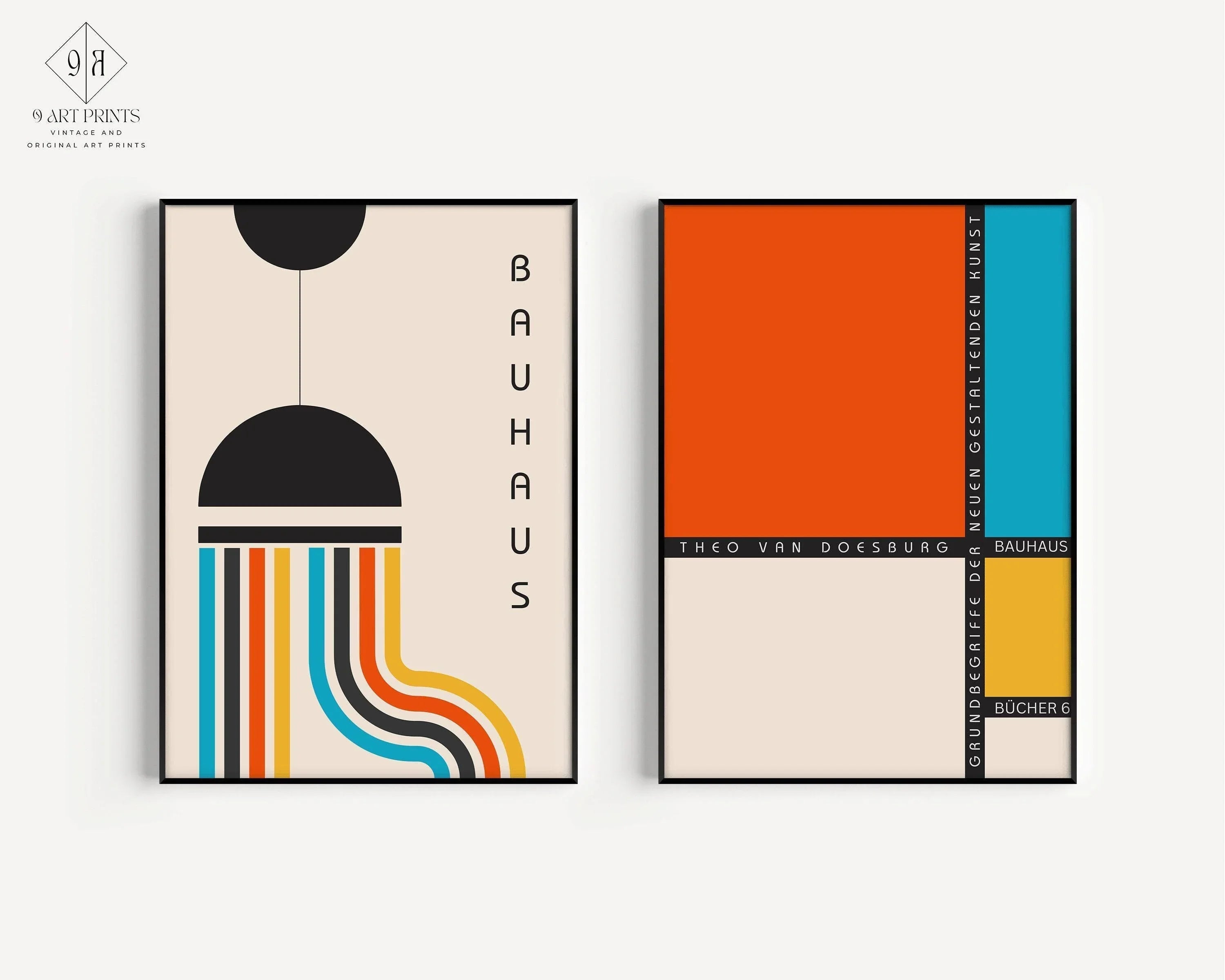 STATEMENT DUO Colourful Bauhaus |  | Mid-Century Modern Art Print Posters | available framed