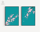 STATEMENT DUO Sakura Cherry Blossom Art Prints |  | Turquoise Pink Flower Market Print available framed