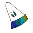 Statement Jewelry Set with Ombre Stripes, Bar Earrings & Asymmetric Necklace