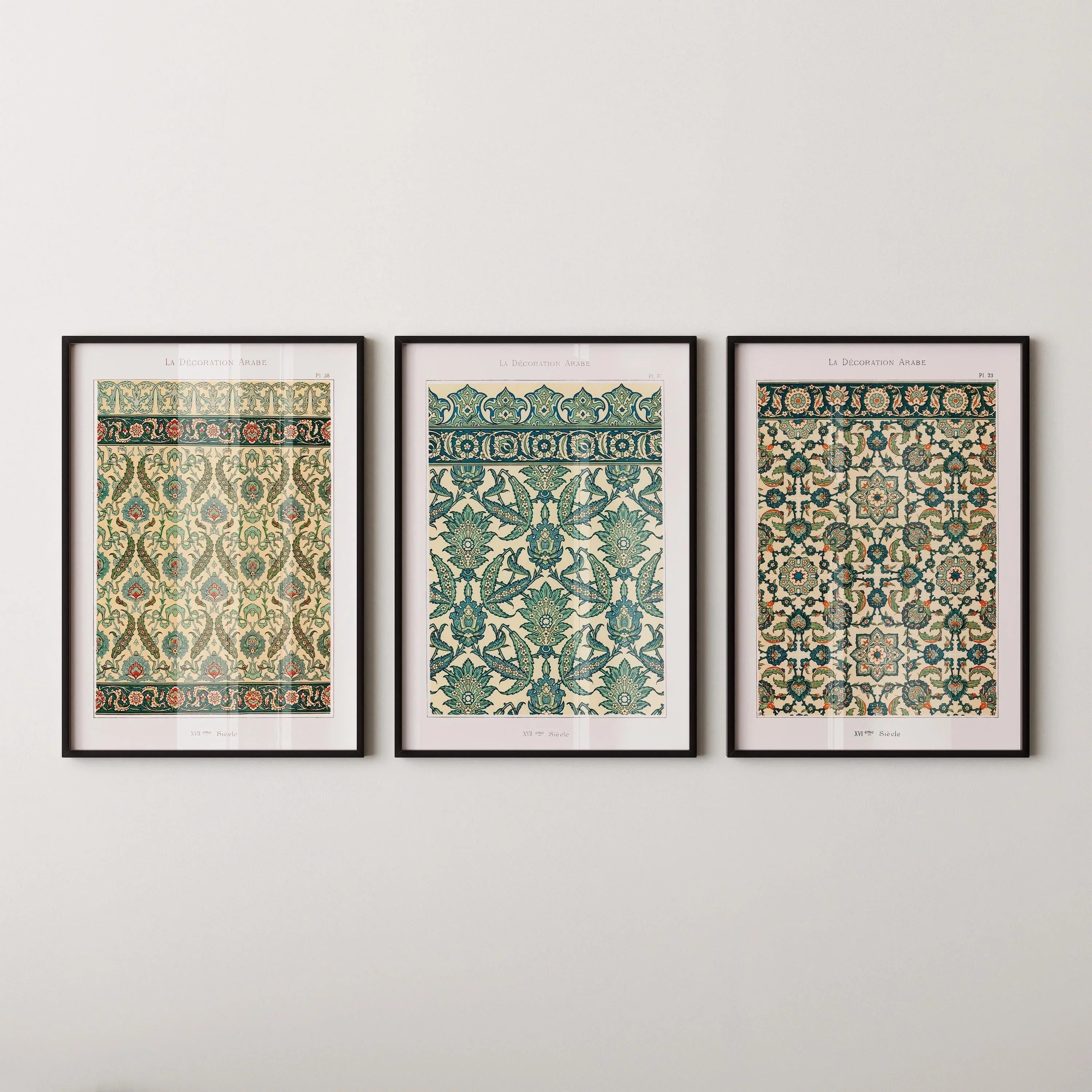 STATEMENT TRIO Arabian Patterns - Emille Prisses D'Avennes |  | Vintage Islamic Persian Pattern Art available framed