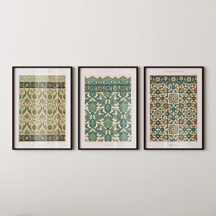 STATEMENT TRIO Arabian Patterns - Emille Prisses D'Avennes |  | Vintage Islamic Persian Pattern Art available framed