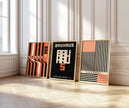 STATEMENT TRIO Bauhaus Black Orange Posters |Our Bestselling Mid-Century Modern Ausstellung Set | available framed