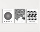 STATEMENT TRIO Neutral Bauhaus | Mid-century Modern Art Available framed or unframed