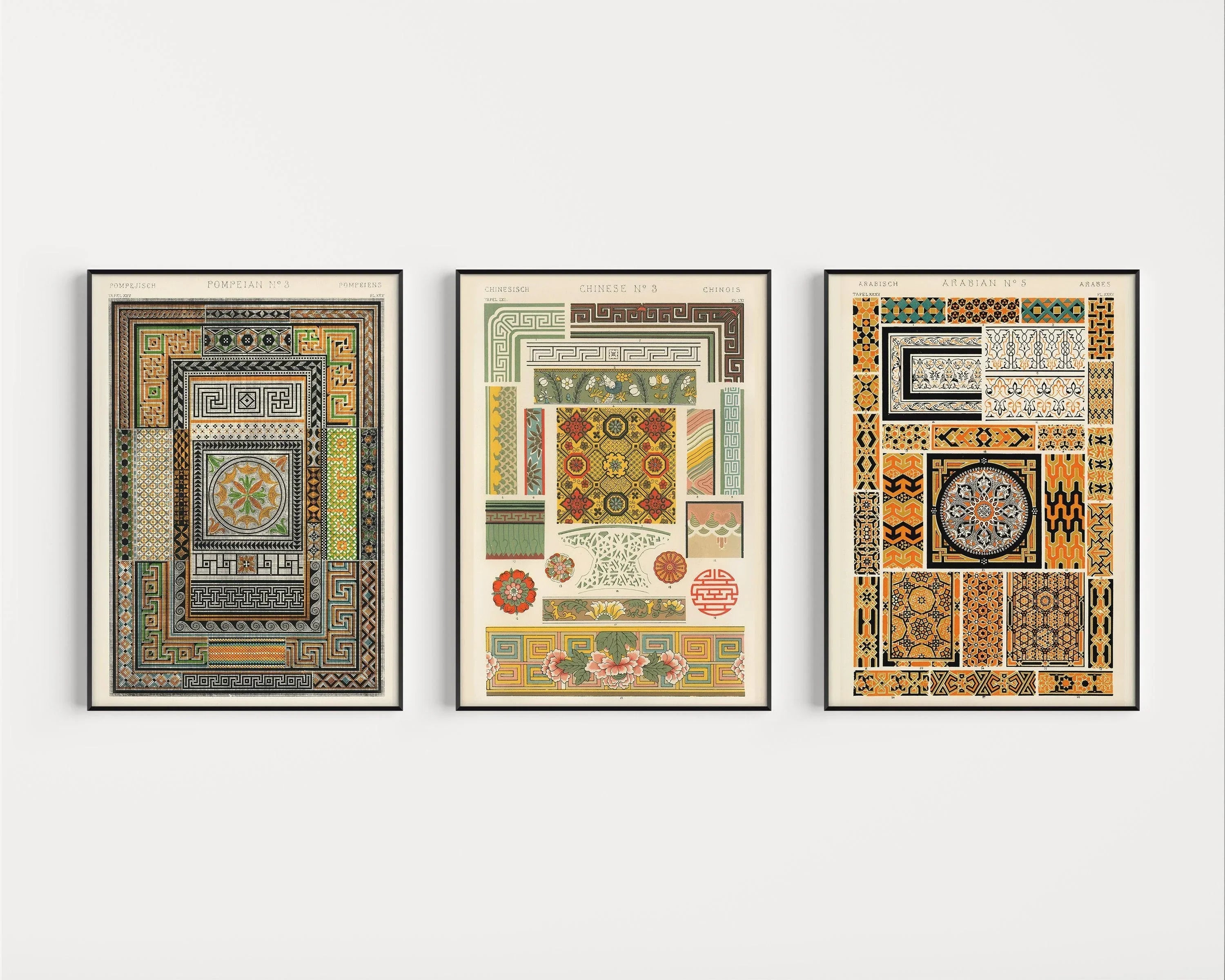 STATEMENT TRIO Owen Jones | Pompeian, Arabian and Chinese Vintage Patterns available framed