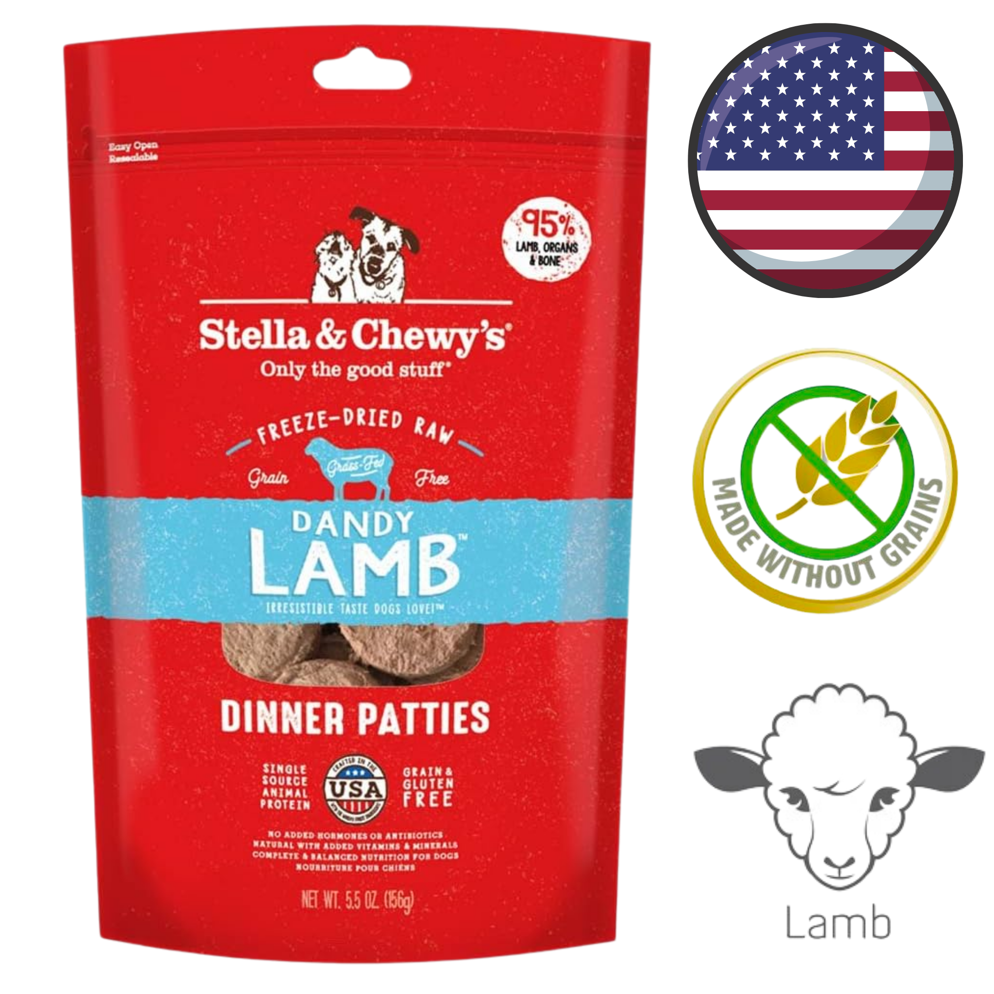 Stella & Chewy's - Dandy Lamb Dinner Patties Freeze Dried Raw Dog Food