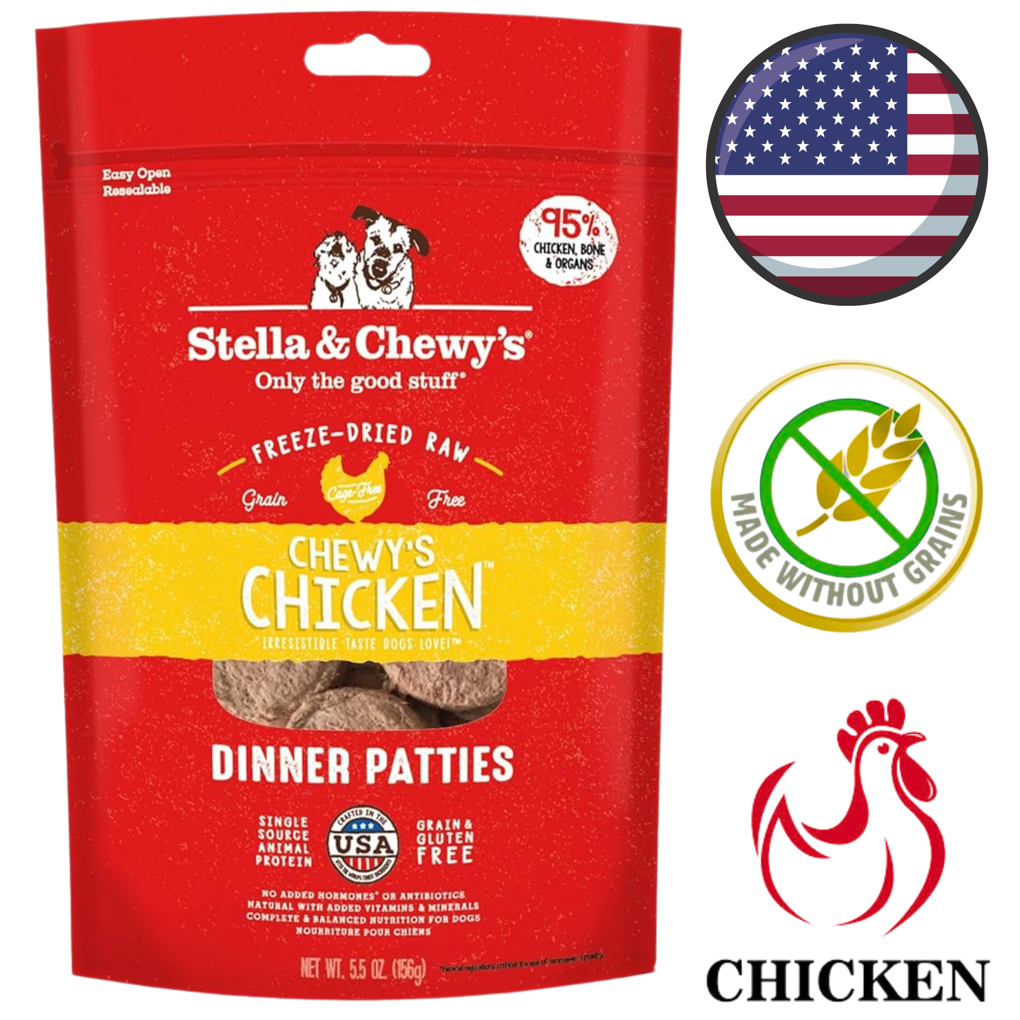 Stella & Chewy's - Chewy's Chicken Dinner Patties Freeze Dried Raw Dog Food