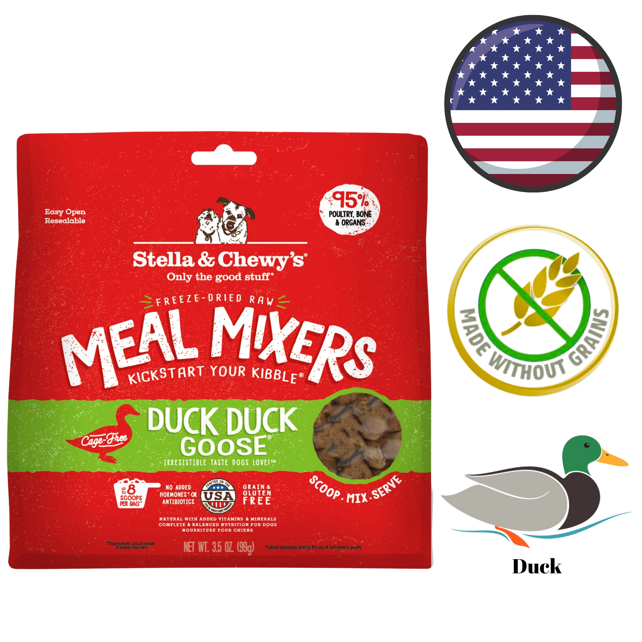 Stella & Chewy's - Duck Duck Goose Freeze Dried Raw Meal Mixers For Dogs