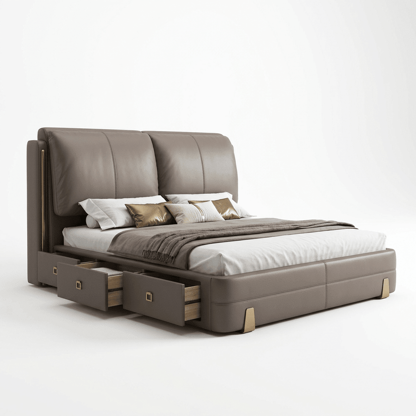 Sterling Luxury Upholstered Storage Bed with Hydraulic Lift and Side Drawers