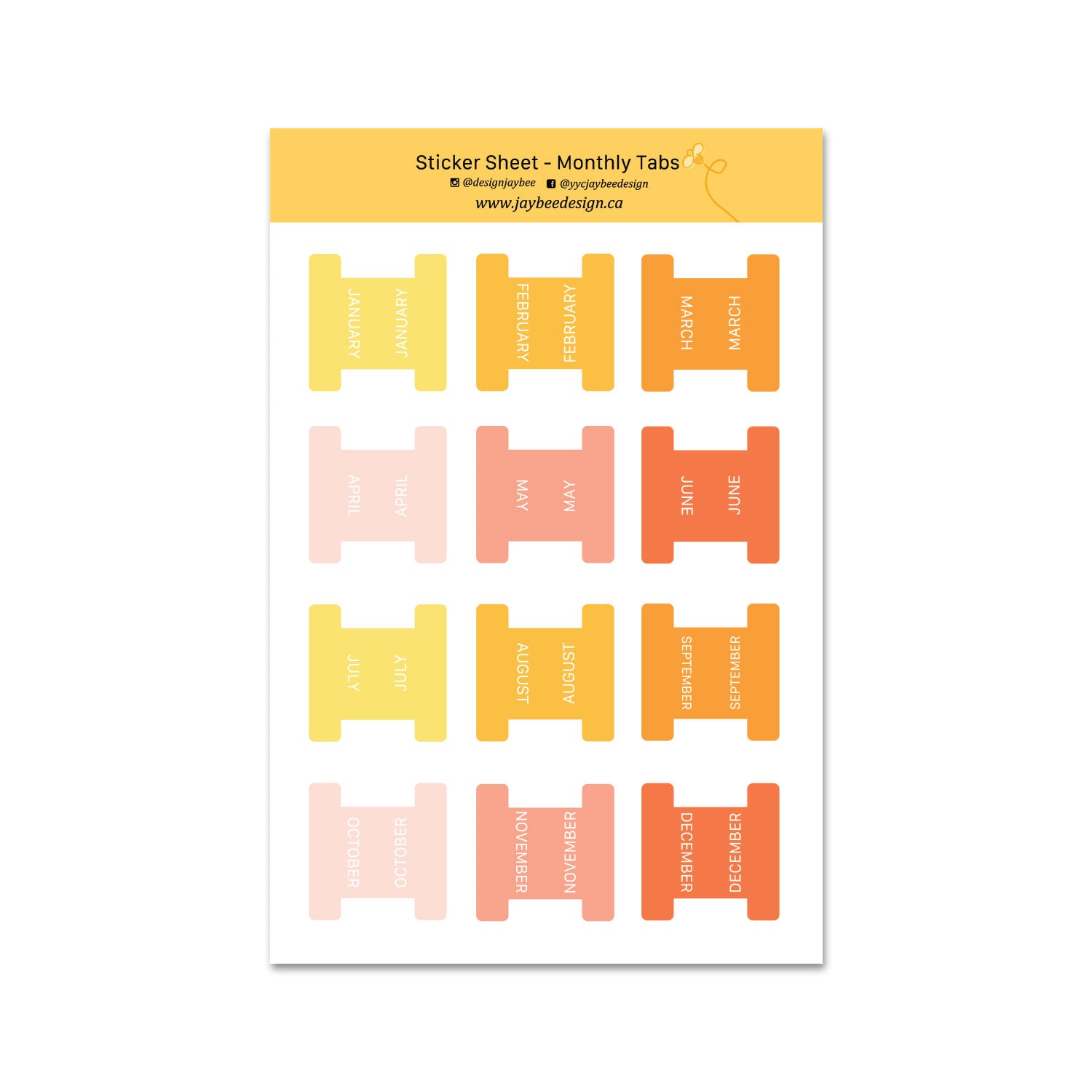 Monthly Tab Sticker Sheet