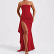 Strapless Split Long Dress Summer Fashion Pleated Bridesmaid Dress For Womens Party Wedding Clothing