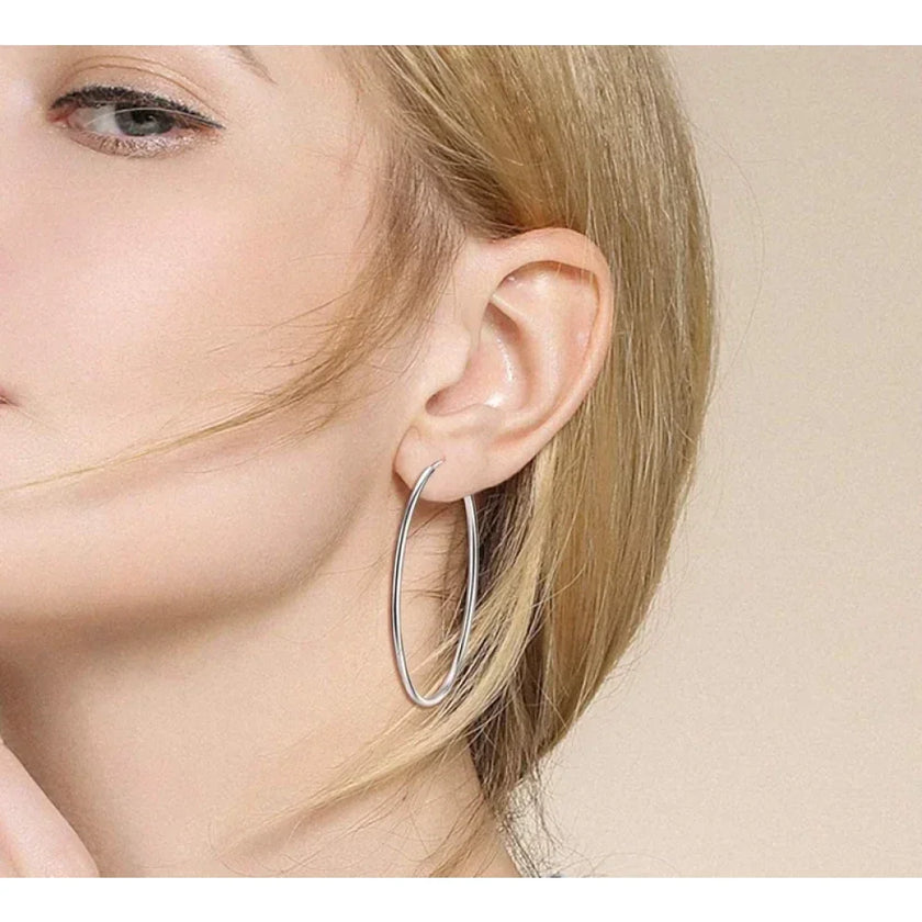 Stylish 925 Sterling Silver Large Hoop Earrings for Women - Trendy Circle Endless Huggie Big Hoops (30/40mm)