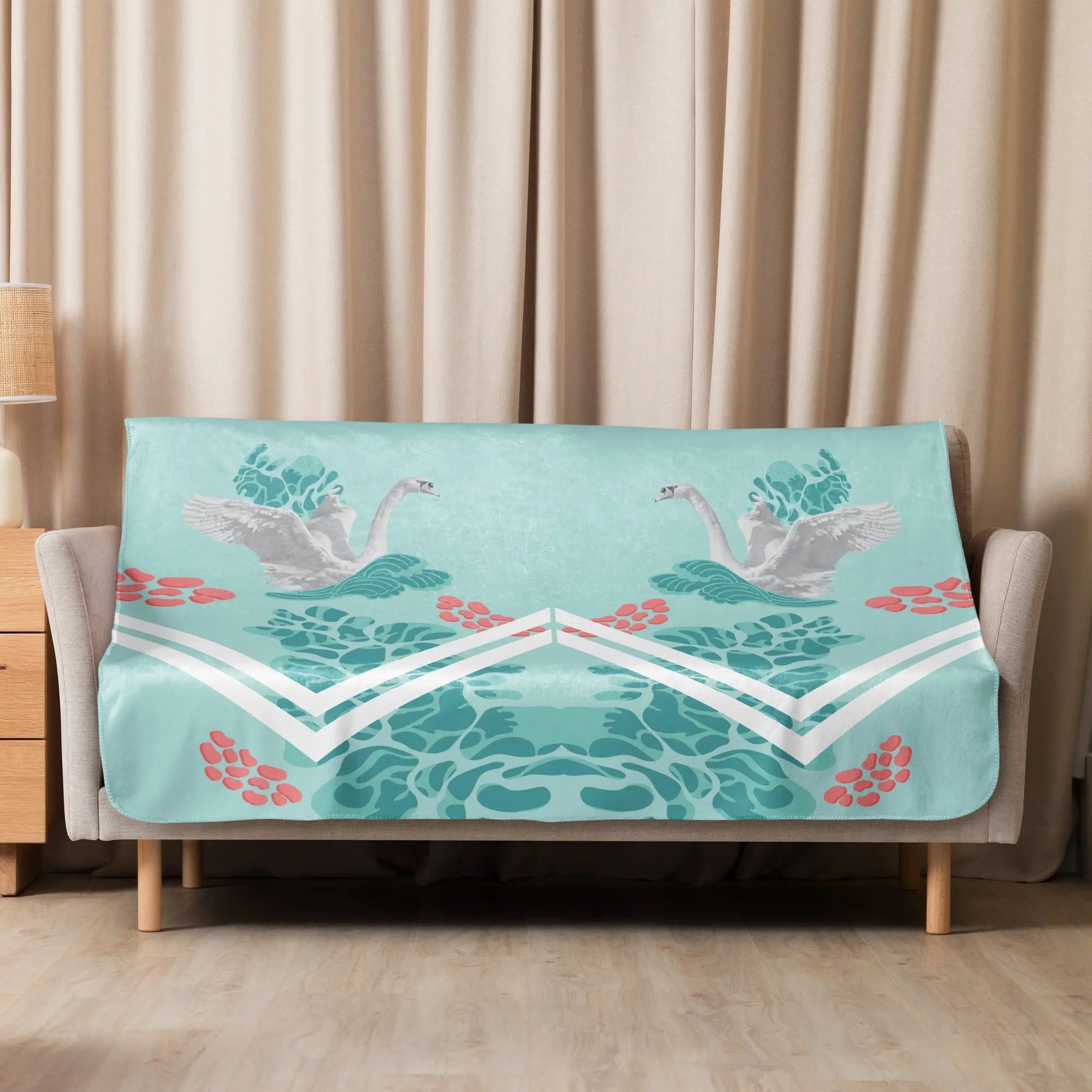 Sherpa blanket - Swans