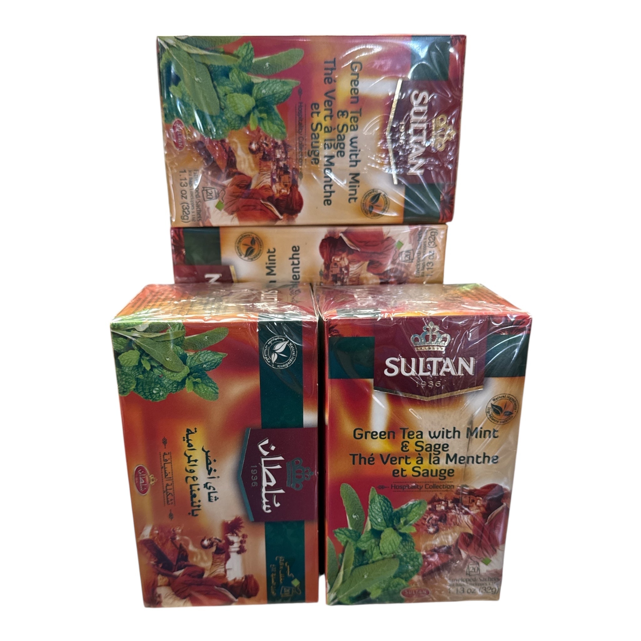 SULTAN Tisane Green tea Mint & Sage  - 5 Pack (20 Bag Each)