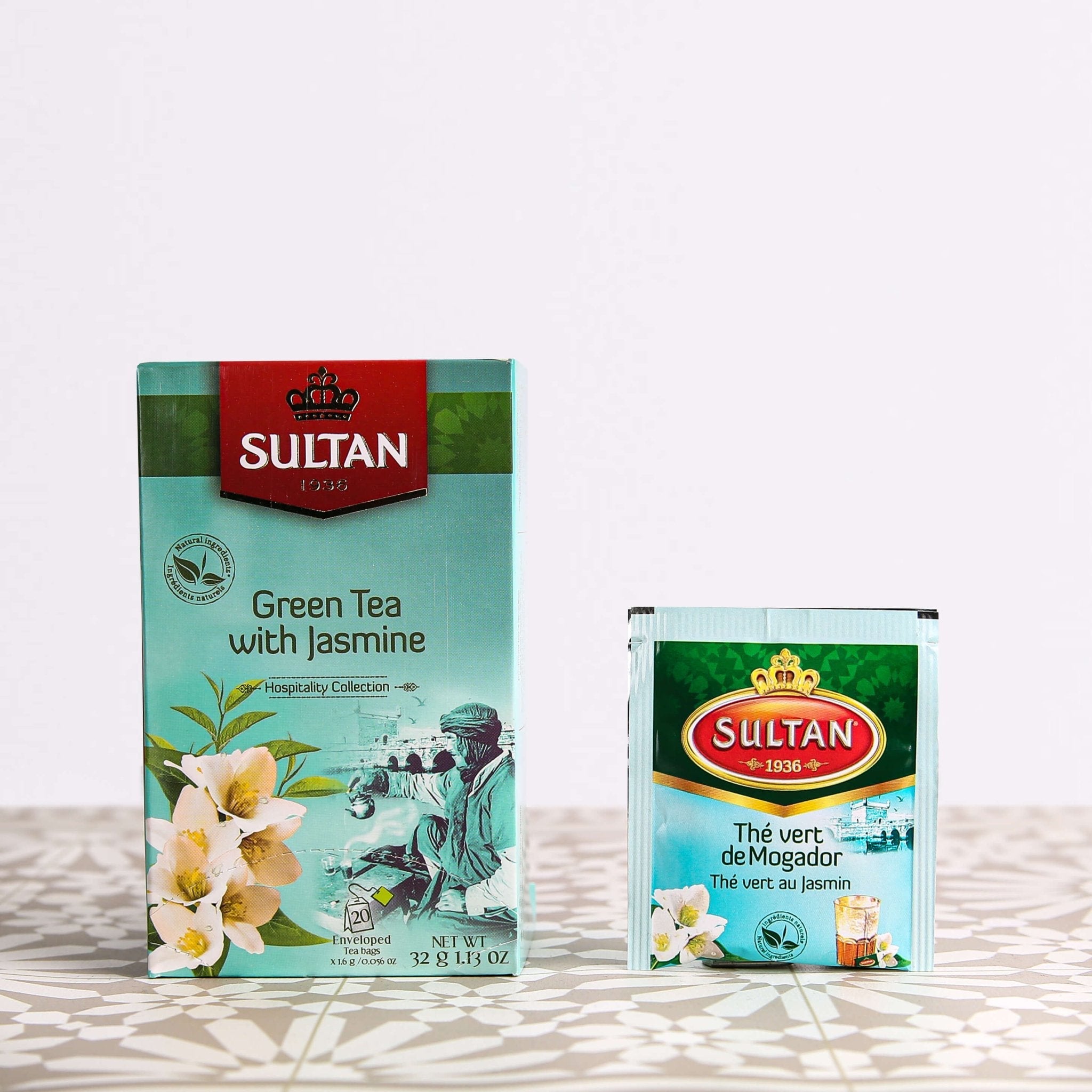 SULTAN Tisane Green Tea with Jasmine -5 Pack (20 Bags Each)
