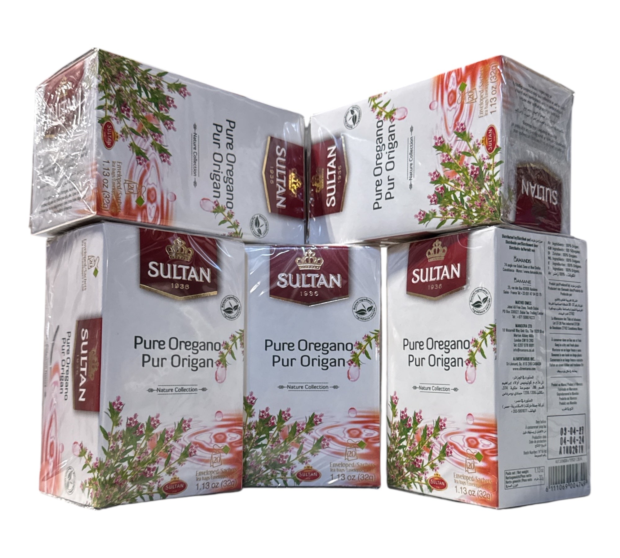 SULTAN Tisane Pure Oregano - 5 Pack (20 Bags Each)