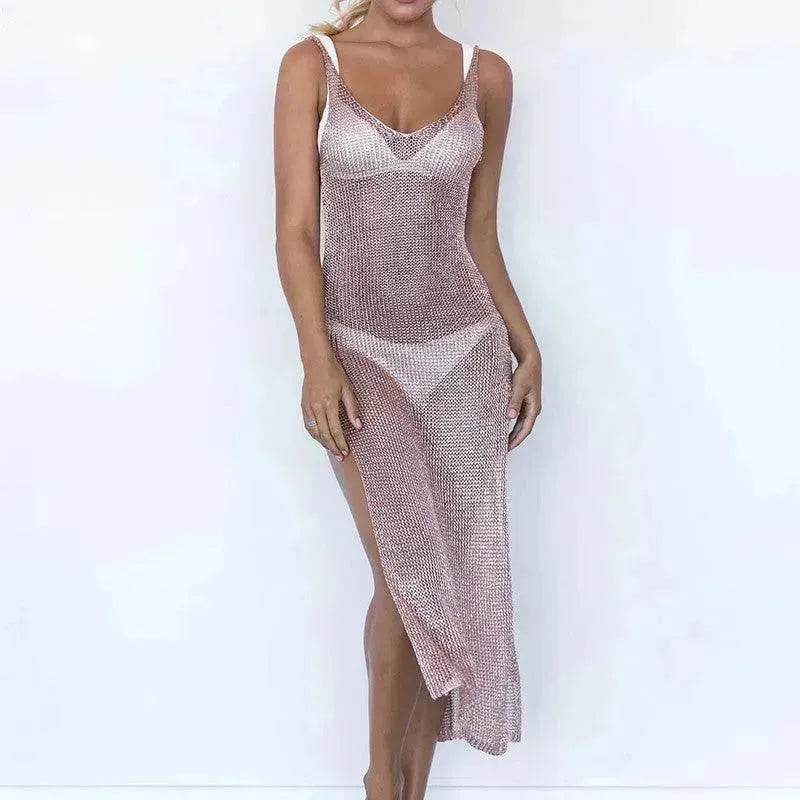 Summer Beach Wear Knitting Swimwear Mesh Beach Dress