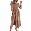 Summer Dress Casual Women's Sleeveless Midi Dress Pleated Long Layered Dress