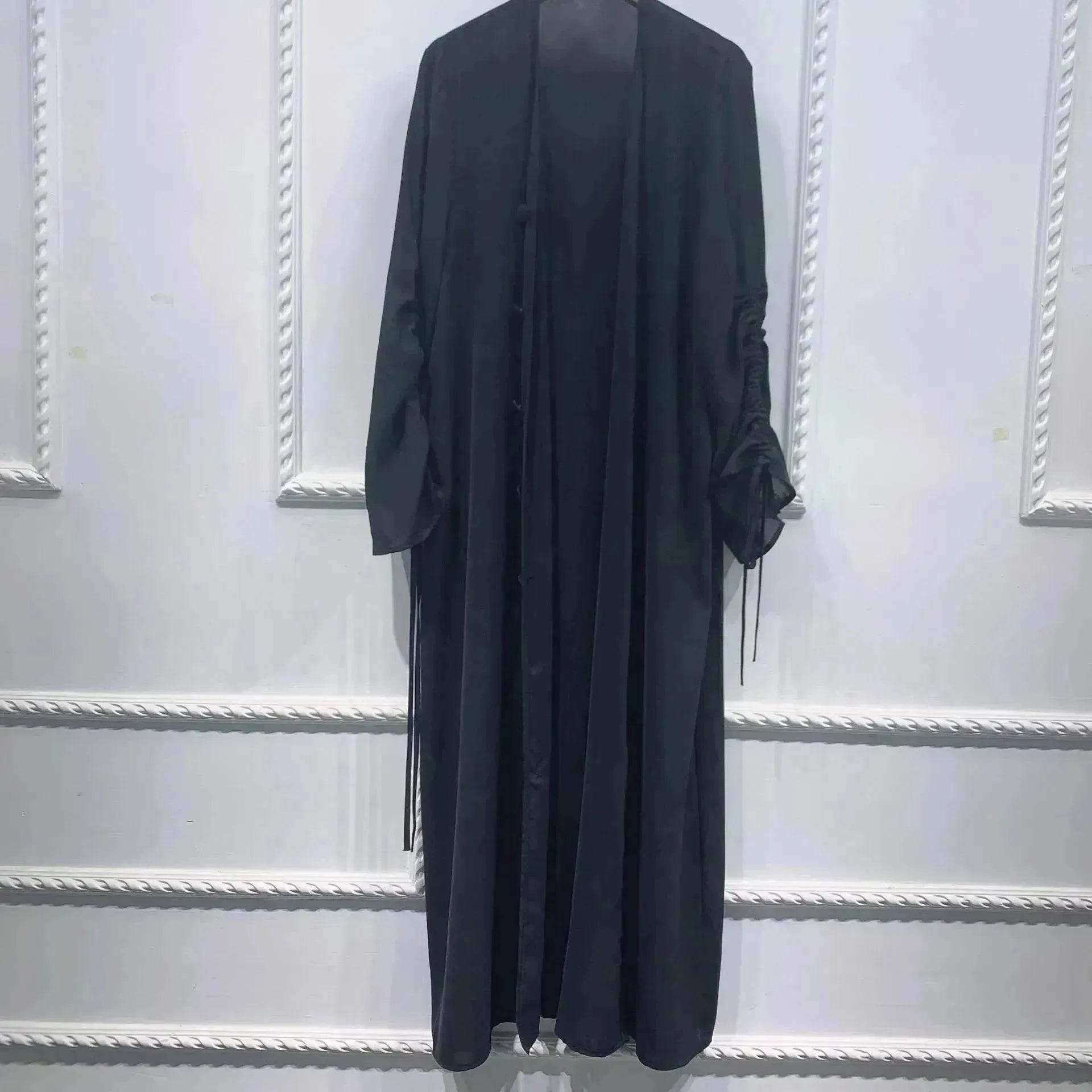 Muslim Dubai Middle East Arab Turkey Stitching Sleeved  Abaya Jacket Dress