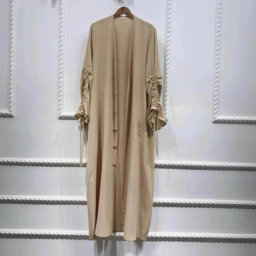 Muslim Dubai Middle East Arab Turkey Stitching Sleeved  Abaya Jacket Dress