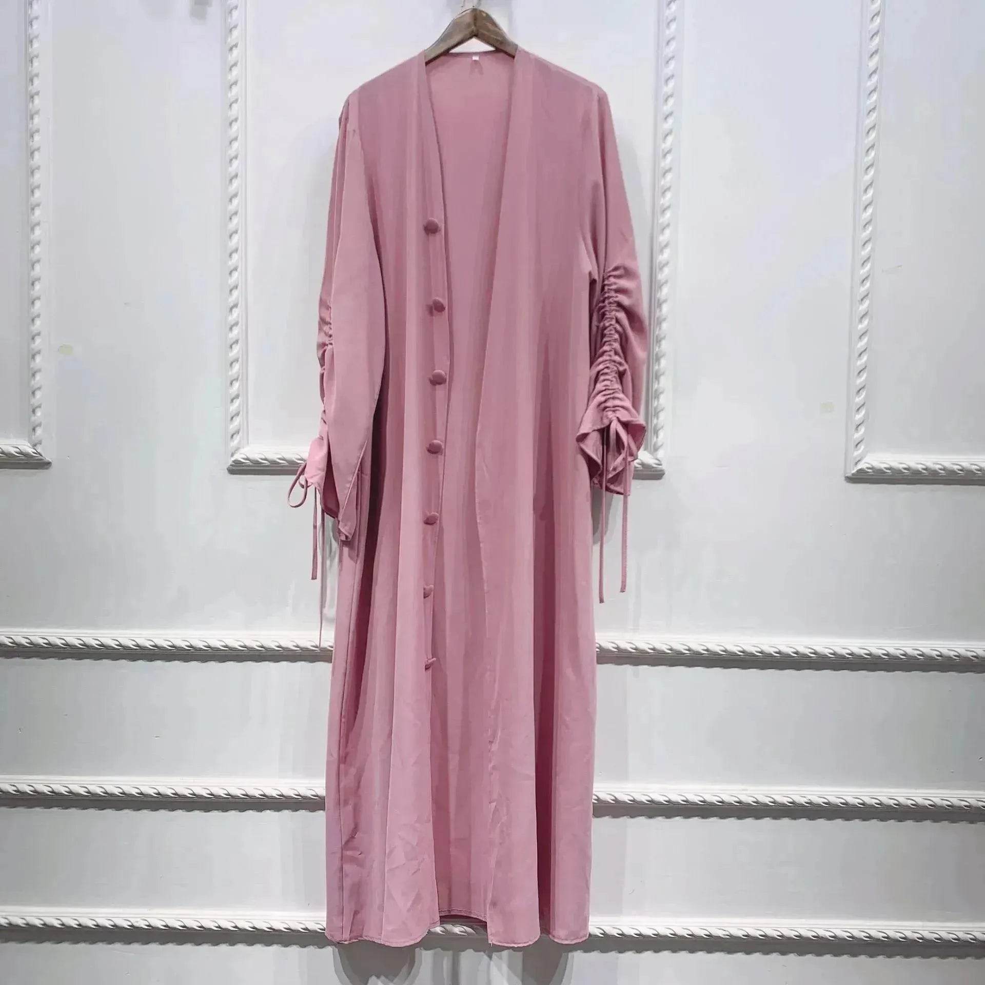 Muslim Dubai Middle East Arab Turkey Stitching Sleeved  Abaya Jacket Dress