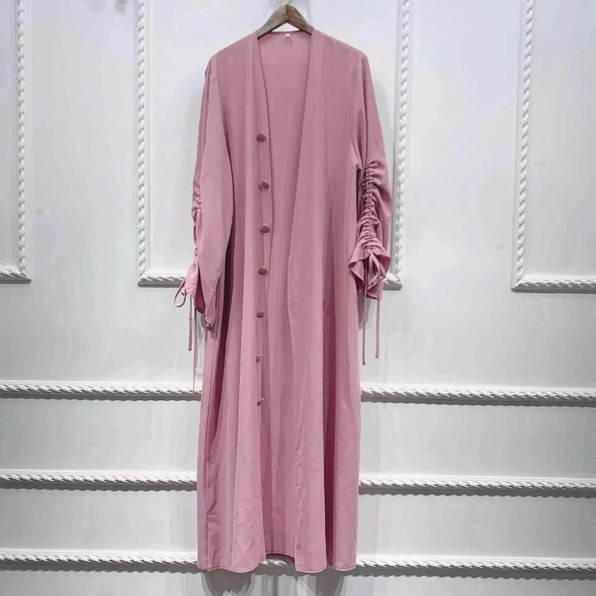 Muslim Dubai Middle East Arab Turkey Stitching Sleeved  Abaya Jacket Dress