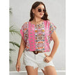 Summer Ethnic Style Round Neck Loose Top Women