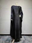 Fashion Satin Waist Muslim Abaya Dress for Arab Dubai Turkey Middle East Women