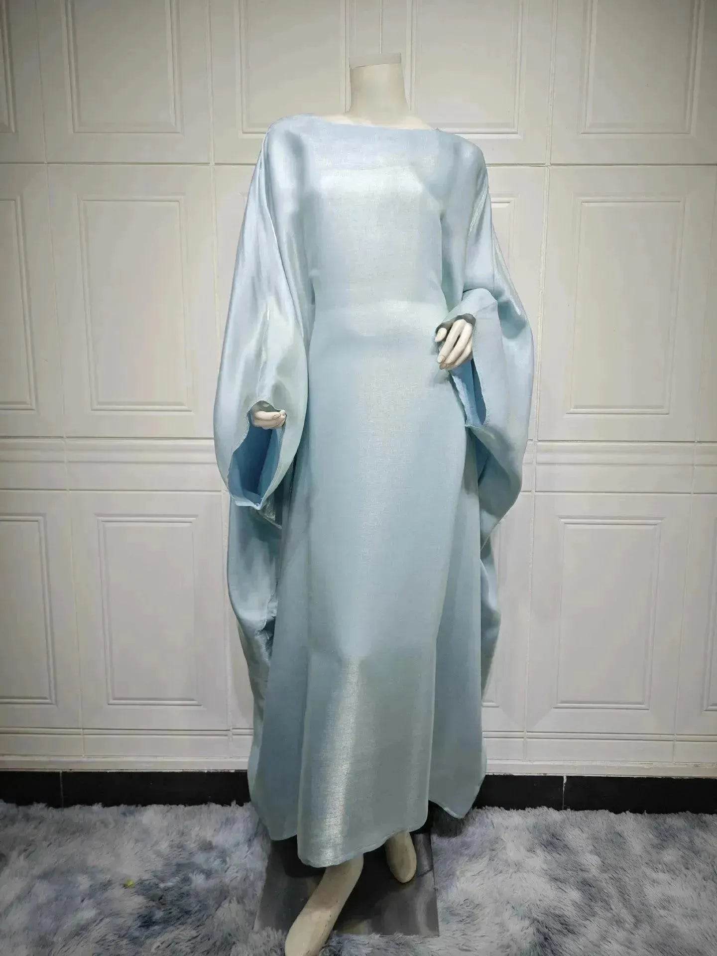 Fashion Satin Waist Muslim Abaya Dress for Arab Dubai Turkey Middle East Women