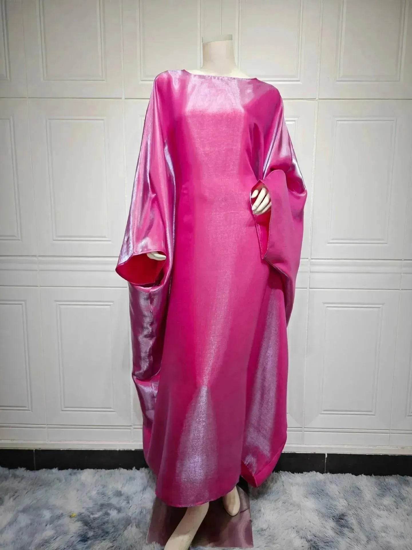 Fashion Satin Waist Muslim Abaya Dress for Arab Dubai Turkey Middle East Women