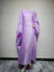 Fashion Satin Waist Muslim Abaya Dress for Arab Dubai Turkey Middle East Women