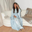 Fashion Satin Waist Muslim Abaya Dress for Arab Dubai Turkey Middle East Women
