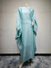 Fashion Satin Waist Muslim Abaya Dress for Arab Dubai Turkey Middle East Women