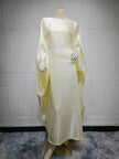 Fashion Satin Waist Muslim Abaya Dress for Arab Dubai Turkey Middle East Women