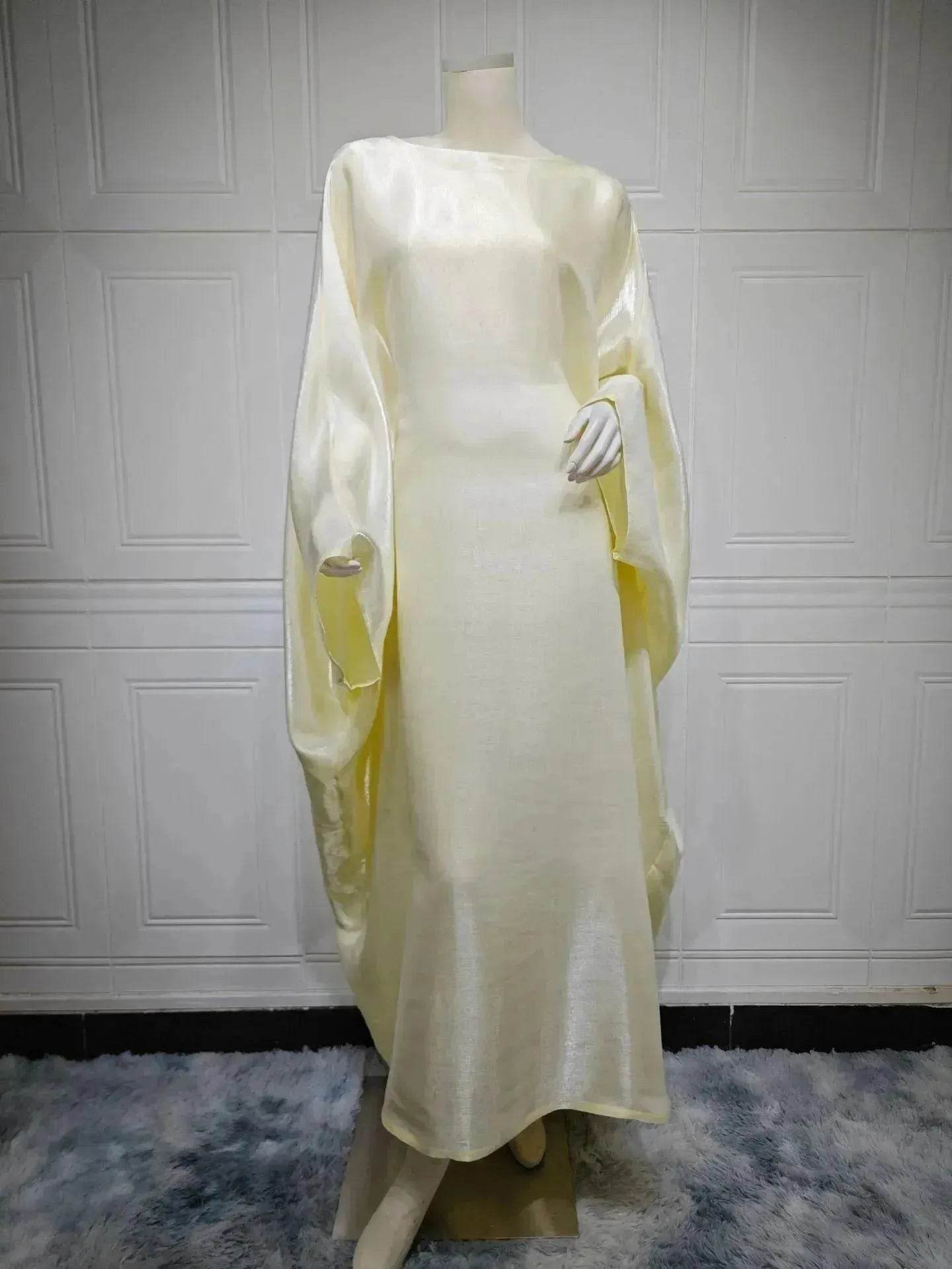 Fashion Satin Waist Muslim Abaya Dress for Arab Dubai Turkey Middle East Women