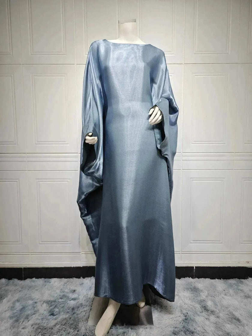 Fashion Satin Waist Muslim Abaya Dress for Arab Dubai Turkey Middle East Women