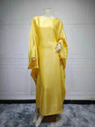 Fashion Satin Waist Muslim Abaya Dress for Arab Dubai Turkey Middle East Women