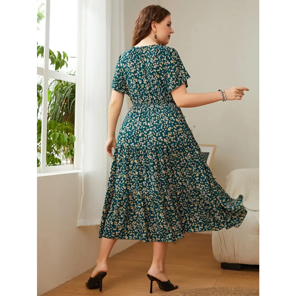 1 Summer Plus Size Women Floral Printed Dresses