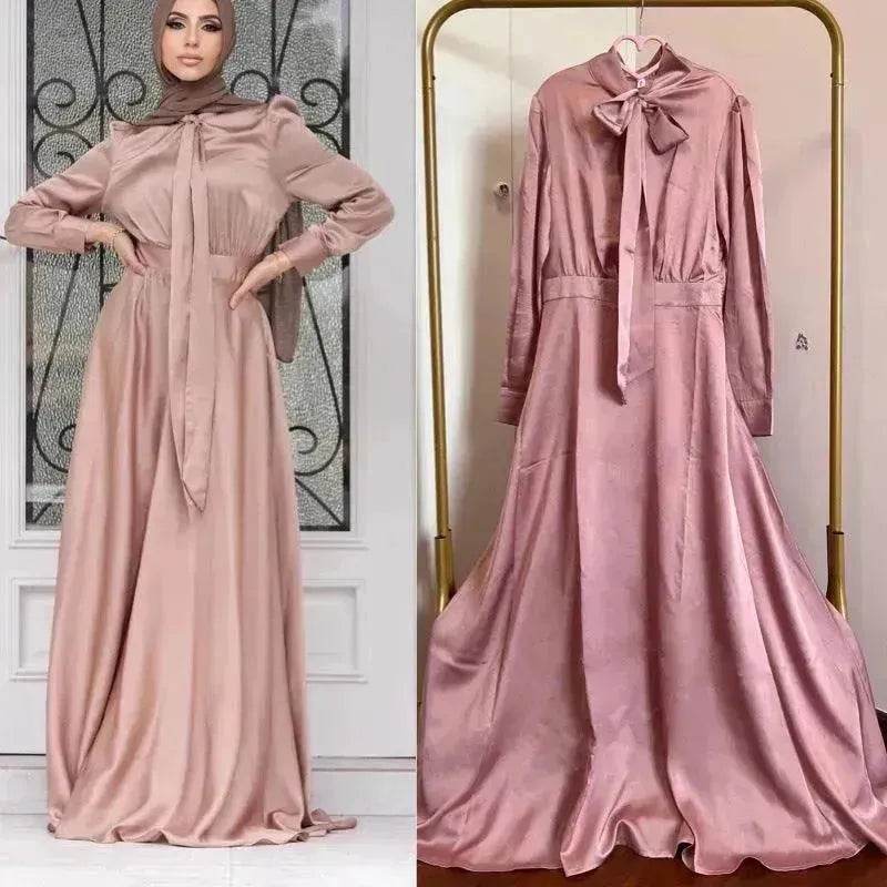 Satin Abaya Dress for Beautiful Muslim Arab Dubai Turkey Middle Eastern Women  Party Abaya