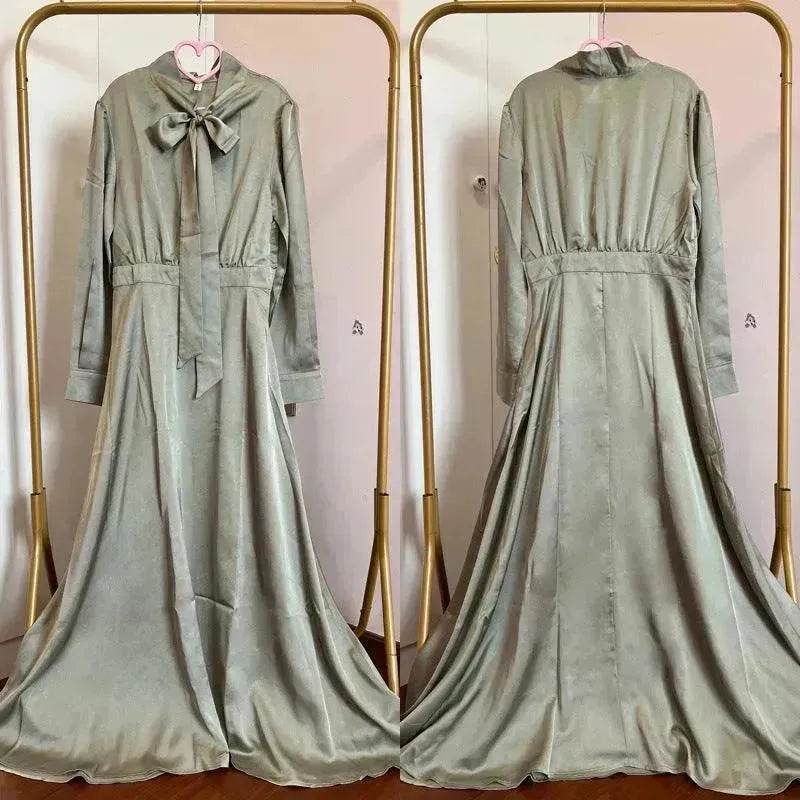 Satin Abaya Dress for Beautiful Muslim Arab Dubai Turkey Middle Eastern Women  Party Abaya