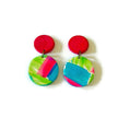 Summer Statement Earrings in Neon Pink Green Blue
