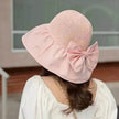 Summer Straw Sunhat With Large Brim And Big Bow Anti-UV Fisherman Hat Outdoor Sunshade And Face Protection Hat