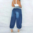Summer Thin Loose Wide-leg Pants Harem Pants Elastic Waist Denim Trousers Women