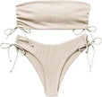 Summer Tube Bikini With Drawstring Design Solid Color Charming Swimsuit For Beach Party Womens Clothing