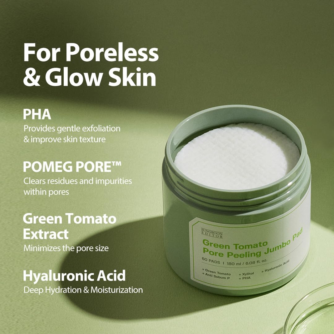 Sungboon Editor Green Tomato Pore Peeling Jumbo Pad 180ml / 60pads