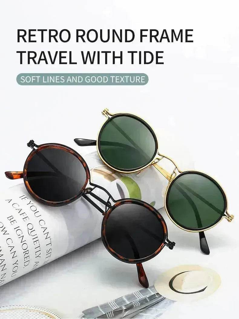 Retro Round Frame Metal Sunglasses – UV Sun Protection