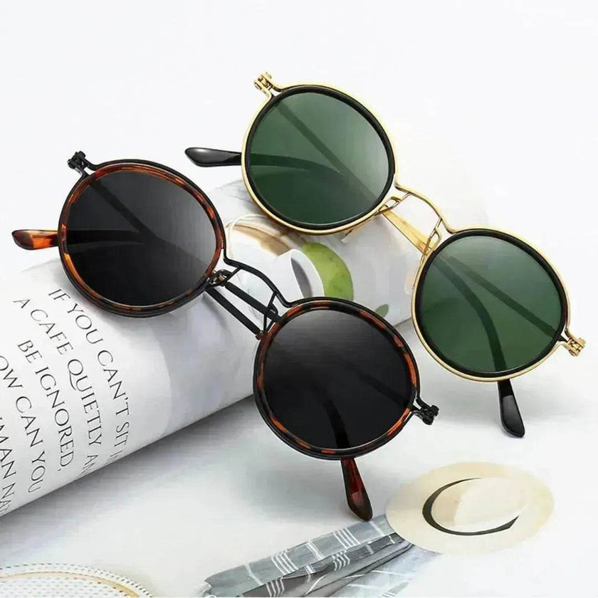 Retro Round Frame Metal Sunglasses – UV Sun Protection